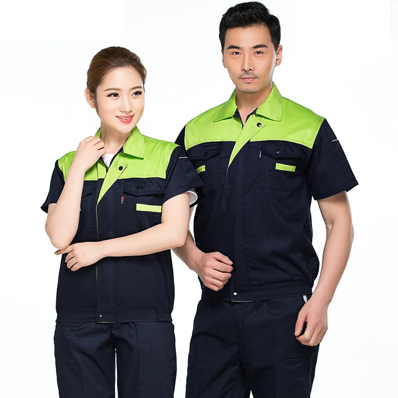 Mechanical Working Coverall Set Men\'s Summer Thin Work Clothes Workshop Worker Factory Clothes Auto Repair Engineering Uniform