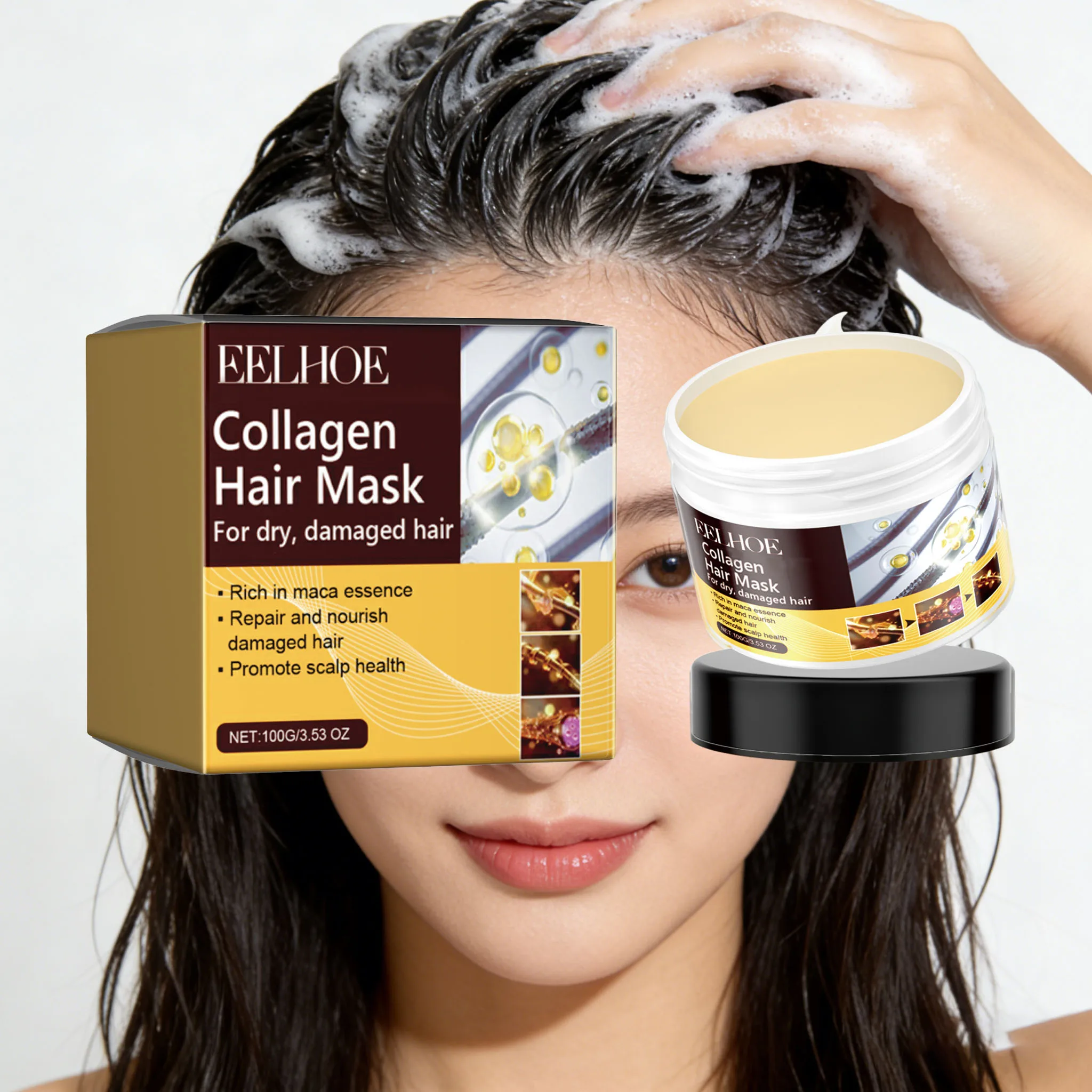 

100g Collagen Hair Mask Deep Moisturizing & Nourishing Repairing Damaged Hair Strengthening Enhance Gloss Smoothing Hair Mask