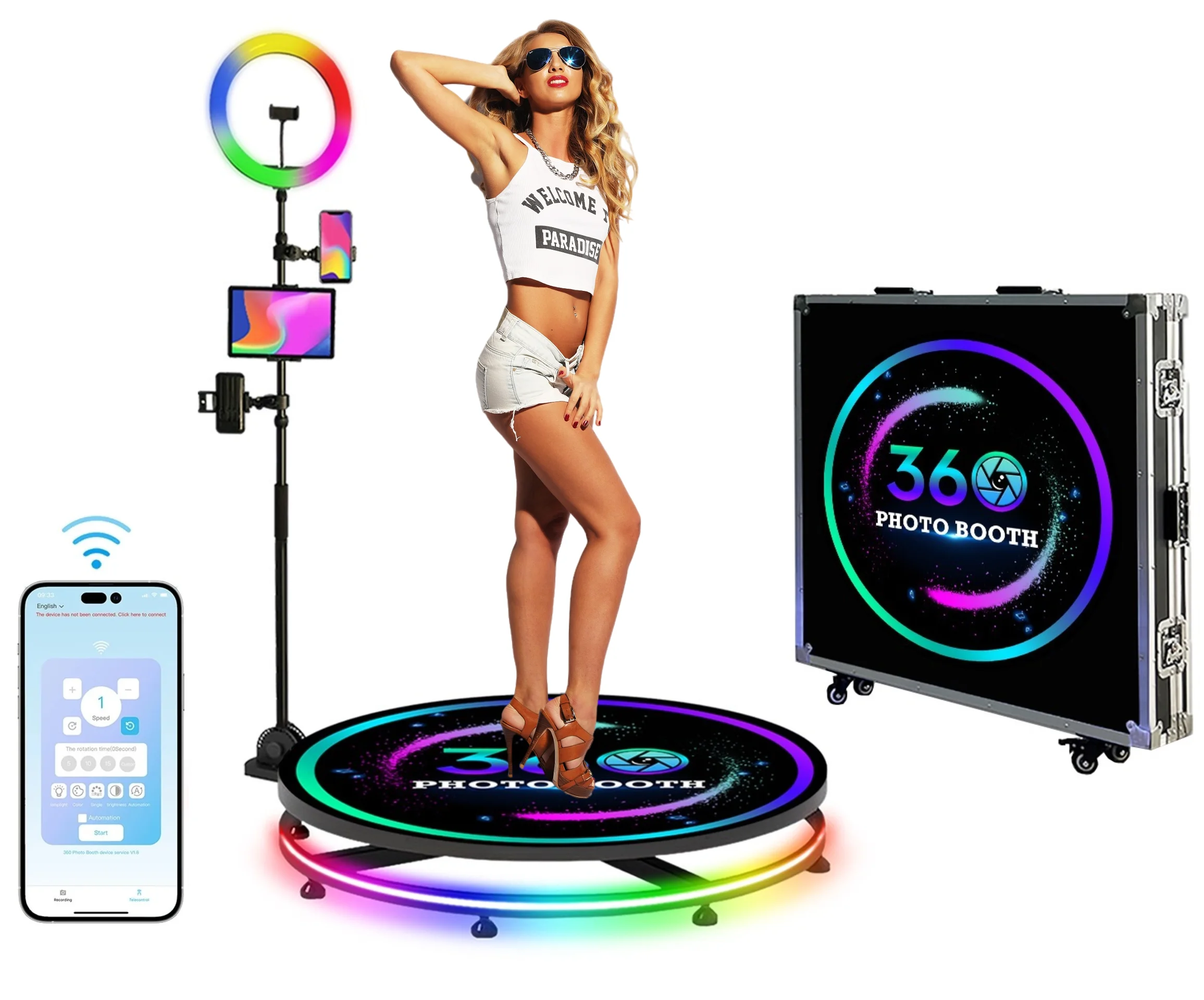

2024 New Automatic Rotating 360 Photo Booth Photo Booth 360 Video Photo Booth 360 Degree Photo Booth Holiday Wedding Event Party