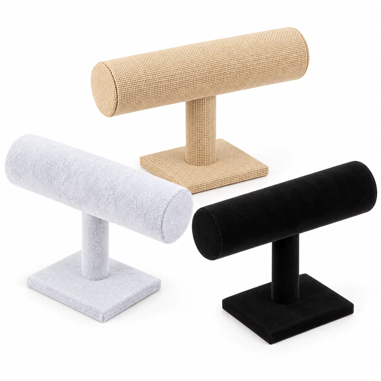 One-Tier T-Bar Jewelry Display Stand Black Velvet Bracelet Holder for Watches and Bangles Top Quality 2026