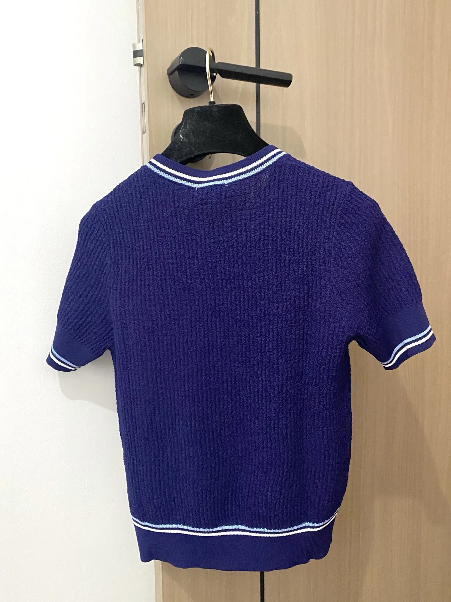 

High quality summer women's round neck short sleeved chiffon knitted top SU208