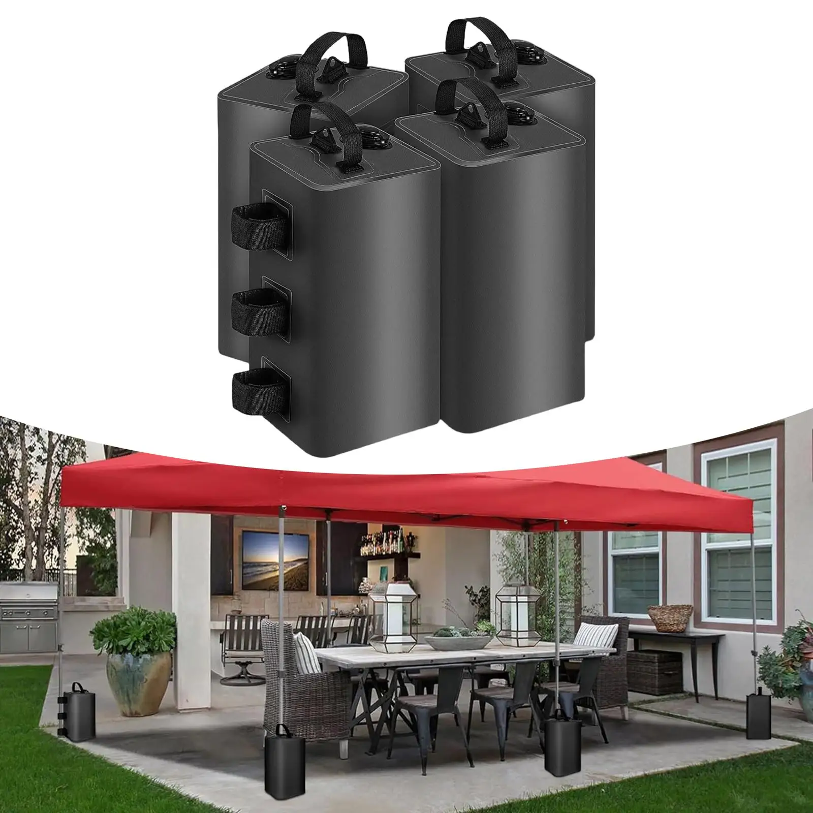 

4x Tent Weight Water Bags Gazebo Tent Leg Weights Feet Bags Portable Sand Bags for Patio Tents Fishing Camping