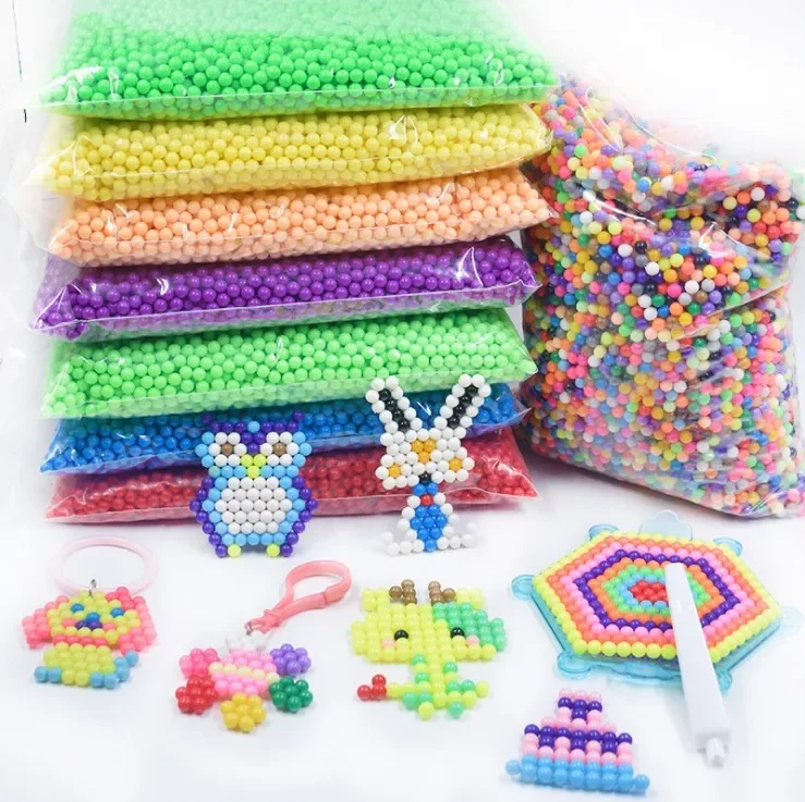 Recharge Pack 300 pièces/sac 36 couleurs 5mm perles d'eau Spray Aqua perles magiques éducatif 3D Puzzles accessoires pour enfants jouets