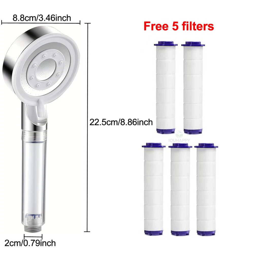 High Pressure Shower Head Set 5 Jet Modes Adjustable Shower Head with Filter Large Water Flow Spray Bathroom Accessories