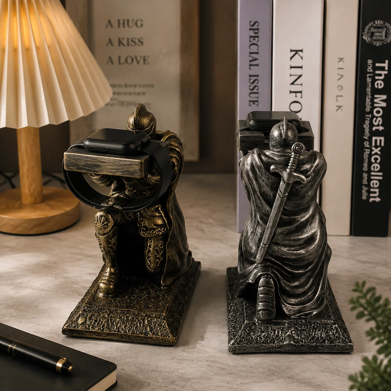 Knight Watch Holder Stand, Medieval Armor Desk Decor, Luxury Vintage Watch Display Organizer, Premium Jewelry & Smart Watch Stan