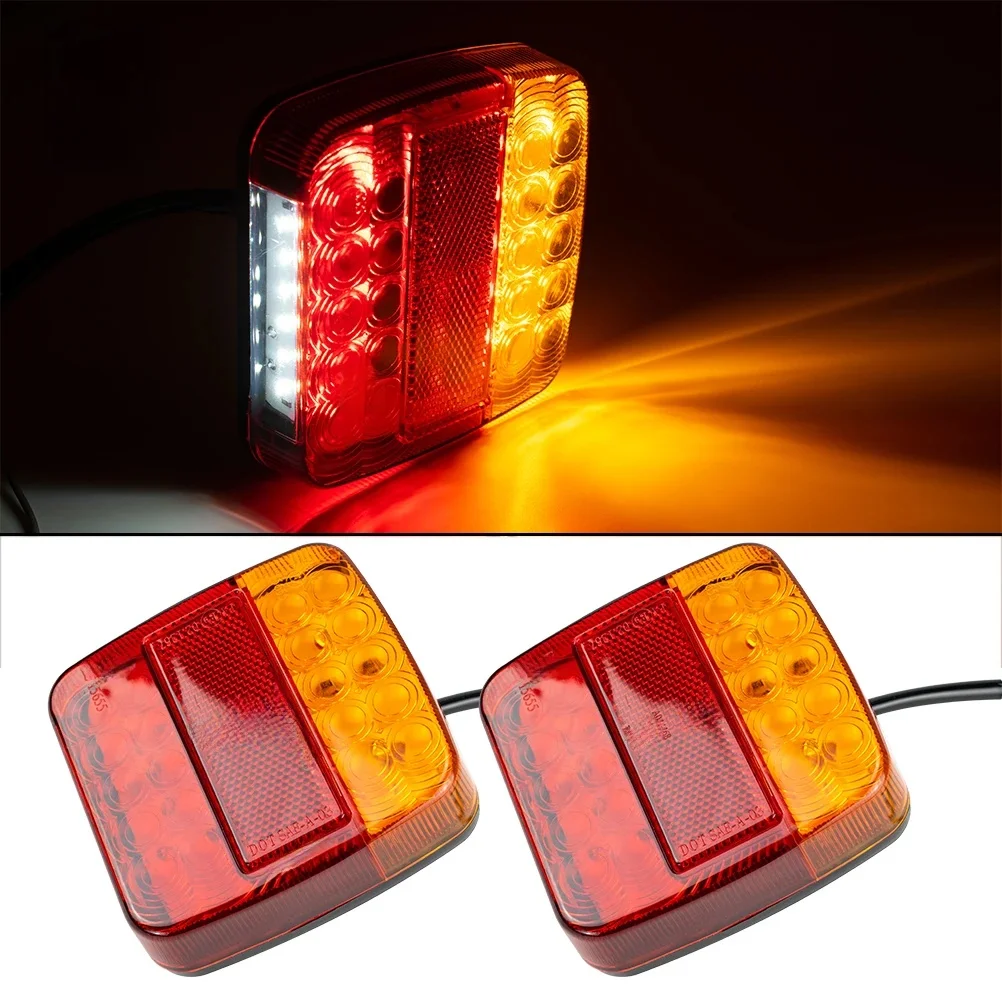 Kit de lumières de remorque carrées étanches, feu d'arrêt de frein rouge pour permis de course, lampe LED pour camping-car, camion, camping-car, bateau, motoneige, 12V