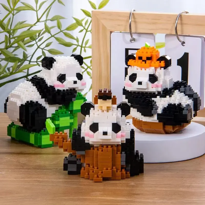 Mini blocs de Construction créatifs Panda mignon, modèle de diamant 3D, briques d'animaux, jouets de Construction de ville à monter soi-même, cadeau pour enfants