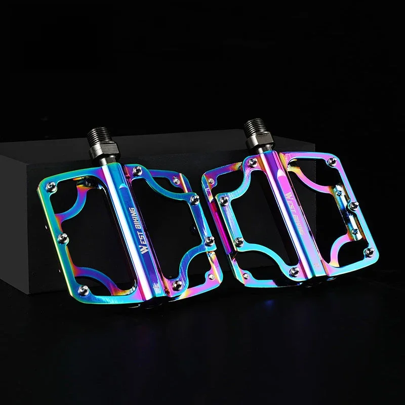 AliExpress West Biking WEST BIKING 3 Bearing Colorful Bike Pedals Lightweight Aluminum Alloy Cycling Pedal Wear-resistant Anti-slip MTB Road Bike Pedal