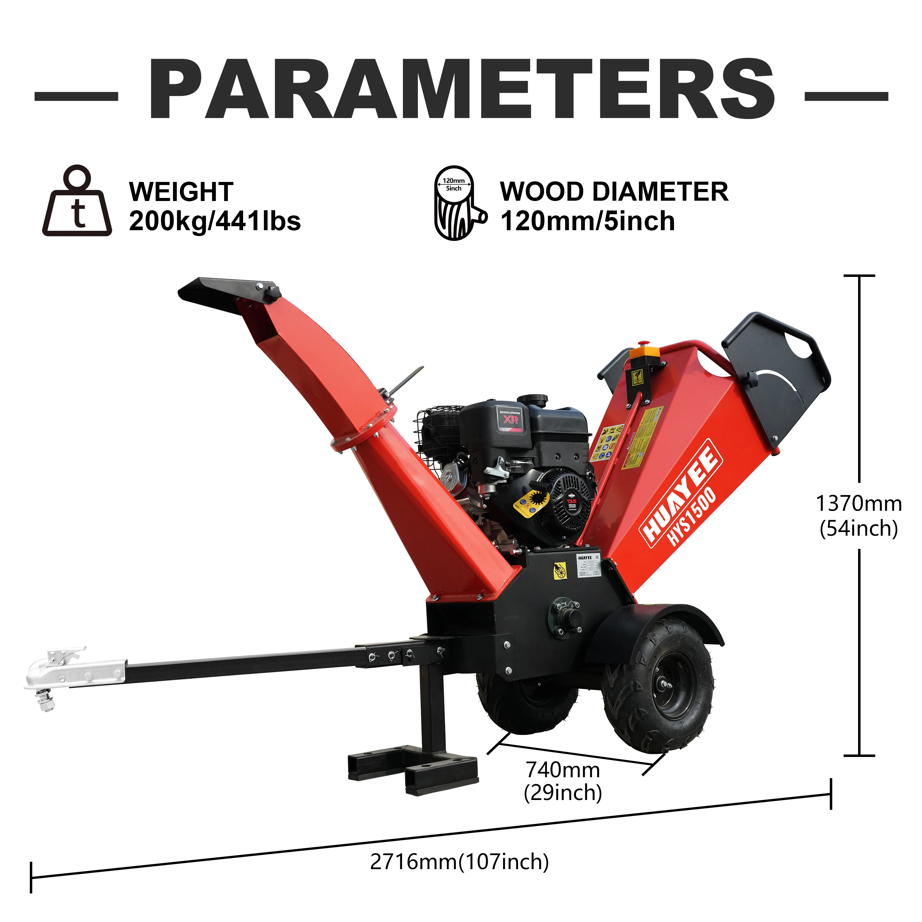 5 بوصة 420cc تعمل بالغاز آلة طاحونة الخشب مع قضيب السحب/زر إيقاف الطوارئ