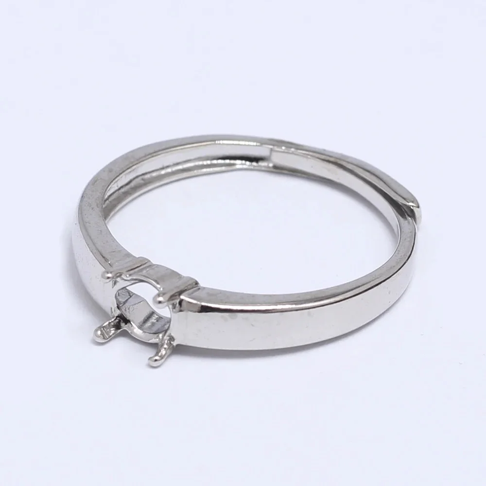 5 sztuk białe złoto klasyczne 4 prong Moissanite Solitaire pierścionek zaręczynowy baza 5MM okrągłe puste Ssttings dla Diy pierścień tworzenia biżuterii — zdjęcie 2