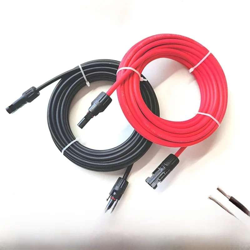 3.2ft -65.6ft 4/6mm2 Czarny/czerwony przedłużacz słoneczny DC 12/10AWG Przewód słoneczny ze złączem PV Używany w systemie paneli słonecznych 1m-20M — zdjęcie 2
