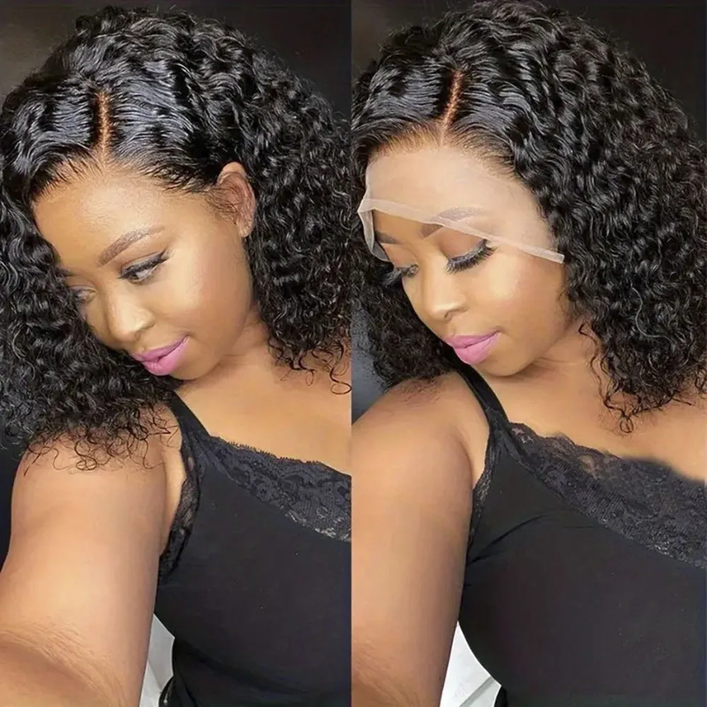 

200% Brazilian Deep Wave 13x4 Lace Front Loose Curly Human Hair Wig Wavy Side Part Bob Wig for Women Perruque Cheveux Humain