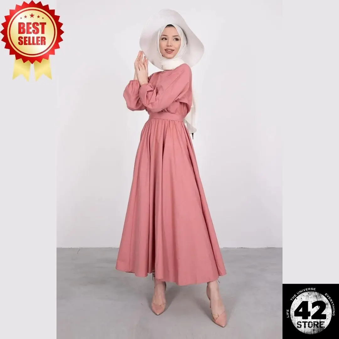 

Seasonal Dusty Rose Color Hijab Dress