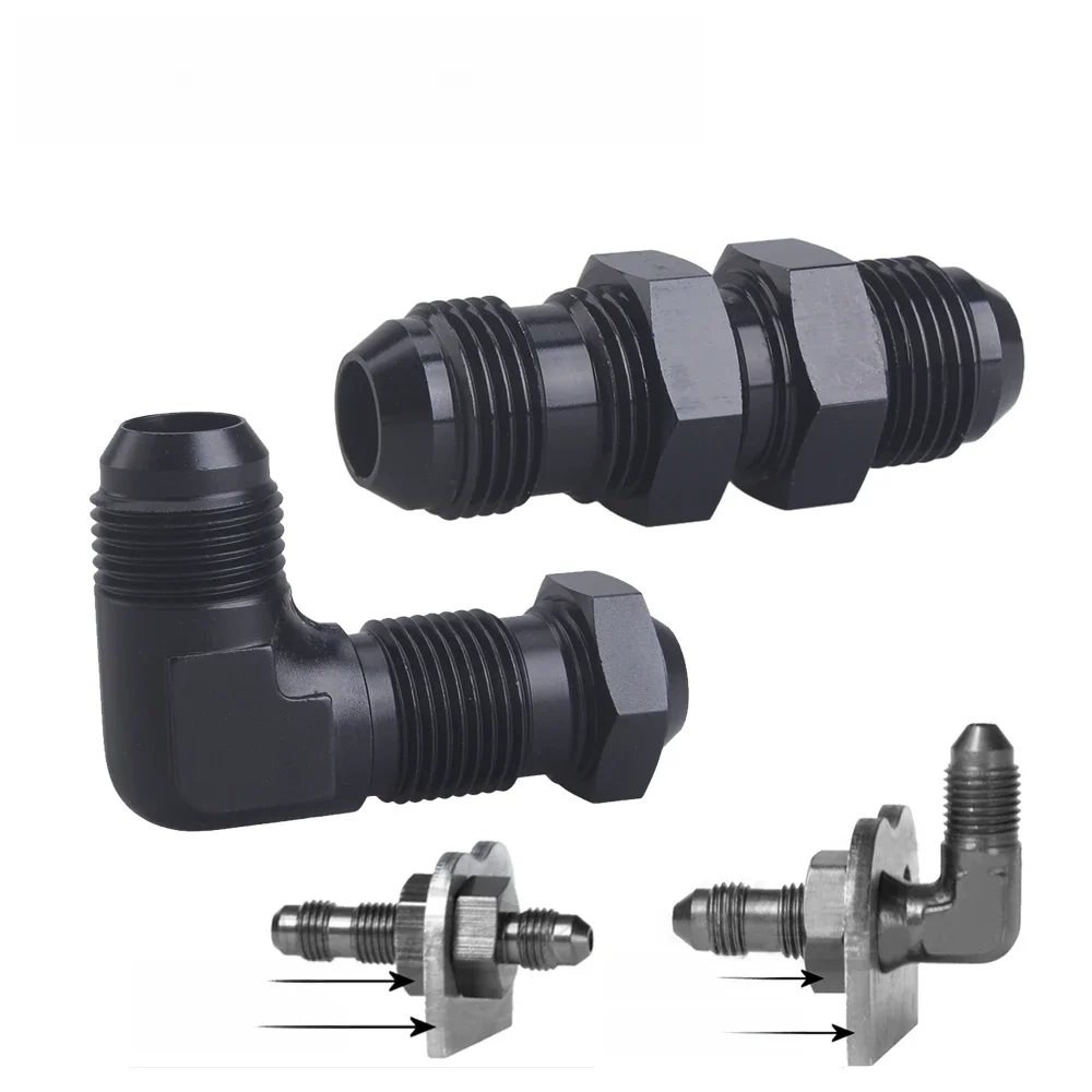 0 degrés 90 degrés AN6 AN8 AN10 cloison évasé raccord Union adaptateur 6AN 8AN 10AN raccord pour onglet Rr Wirewall aluminium noir