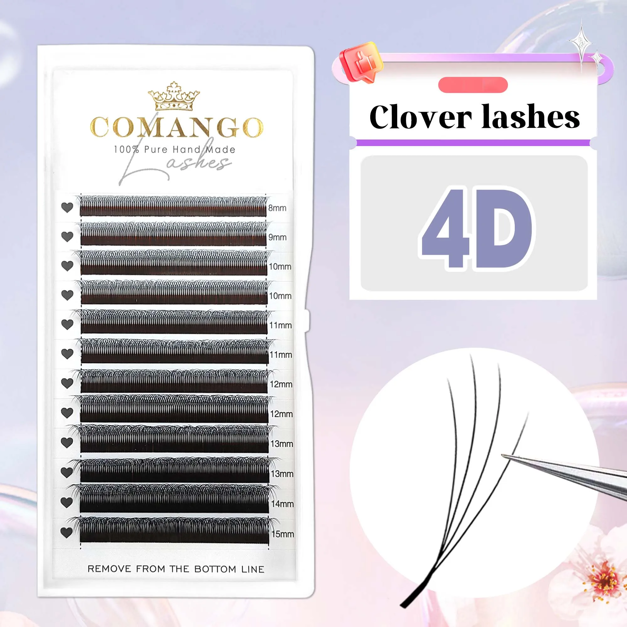 CoMango Schmale, handgewebte 4D-Wimpernverlängerungen in W-Form, 12 Reihen, falsche Wimpern, W-Stil, russische Volumenwimpern, Kosmetik