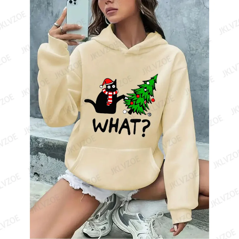 Autumn New Christmas Hoodies Cat&Christmas Tree 3D Print Hoodie Men Women Fashion Casual Sweatshirts Pullovers New Year Gift