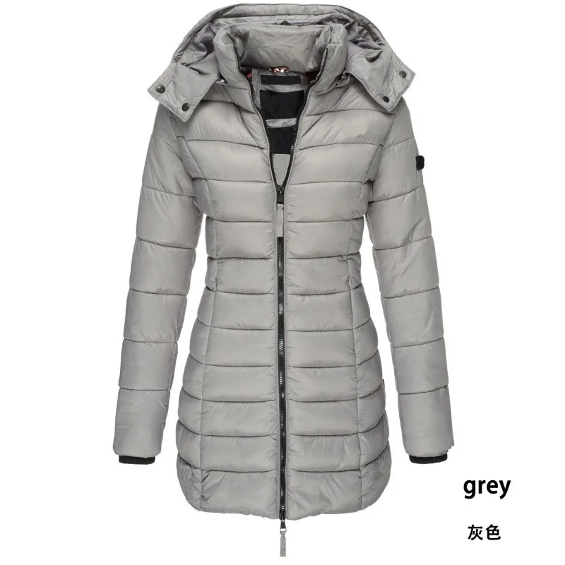 Winter Thicken Warm Women Parkas Zippers Solid Overcoat Casual Long Sleeve Padded Puffer Jacket Female Mid-length Slim Coat Top