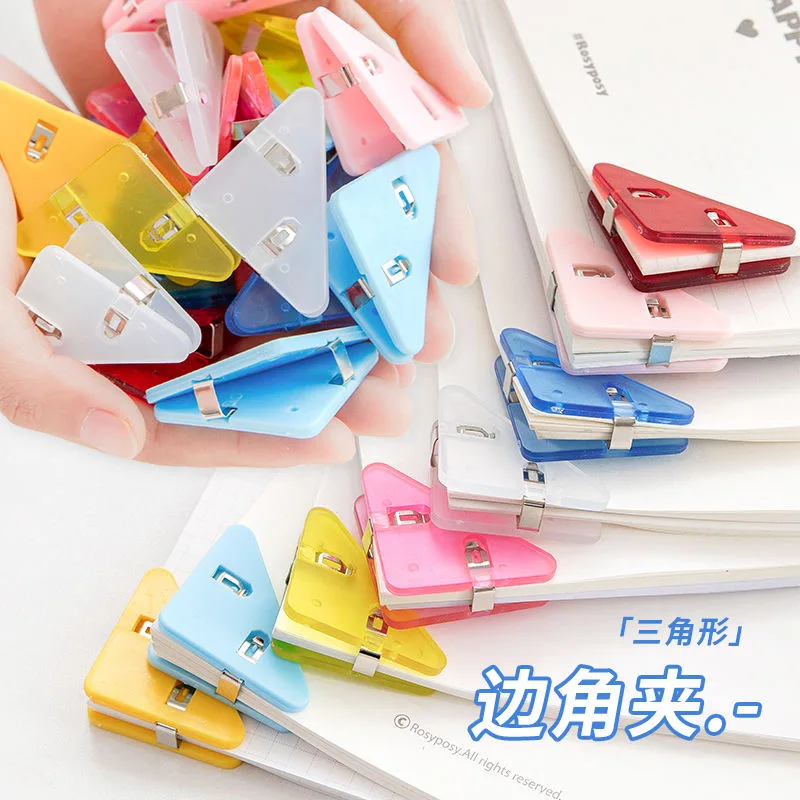 5pcs Mini Color Corner Clips Set Transparent & Solid Colorful Page Holder Paper Clip Clamp File Index Photo Office School Gift