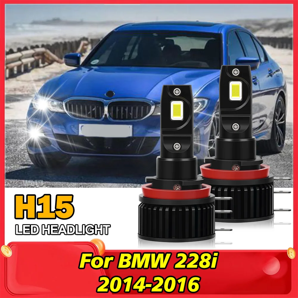 

2X H15 LED Bulbs High Beam DRL Headlights Conversion Kit 120W 6000K 10000LM Daytime Running Lights For BMW 228i 2014 -2016