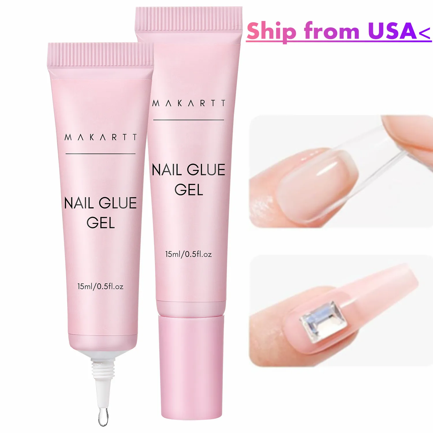 Solid Nail Glue Gel for Soft Gel Almond Nail Tips Press On Nails Art Extension Super Strong Glue for False Nails Soak Off UV/LED