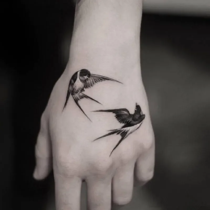 Birdie the Swallow Cartoon Temporary Tattoos Black Tatto Arm Body Art Waterproof Transfer Fake Tatoo Sticker for Woman Men