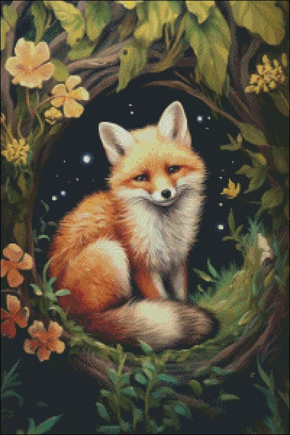 Embroidery Counted Cross Stitch Kits Needlework - Crafts 14 ct DMC Color DIY Arts Handmade Decor - Fox in the Moonlight