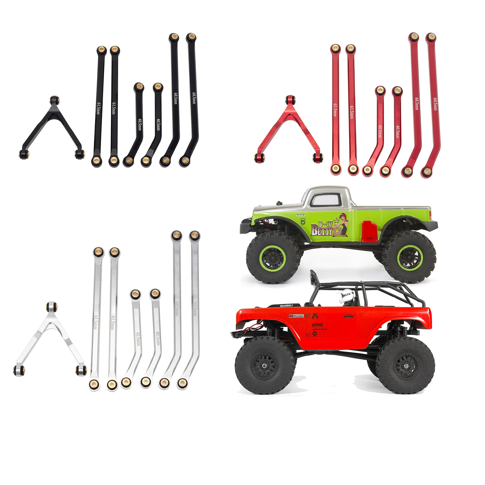 MEUS CNC Aluminum High Clearance Chassis Links for 1/24 Rock Crawler Car SCX24 AXI90081 Deadbolt AXI00004 B17