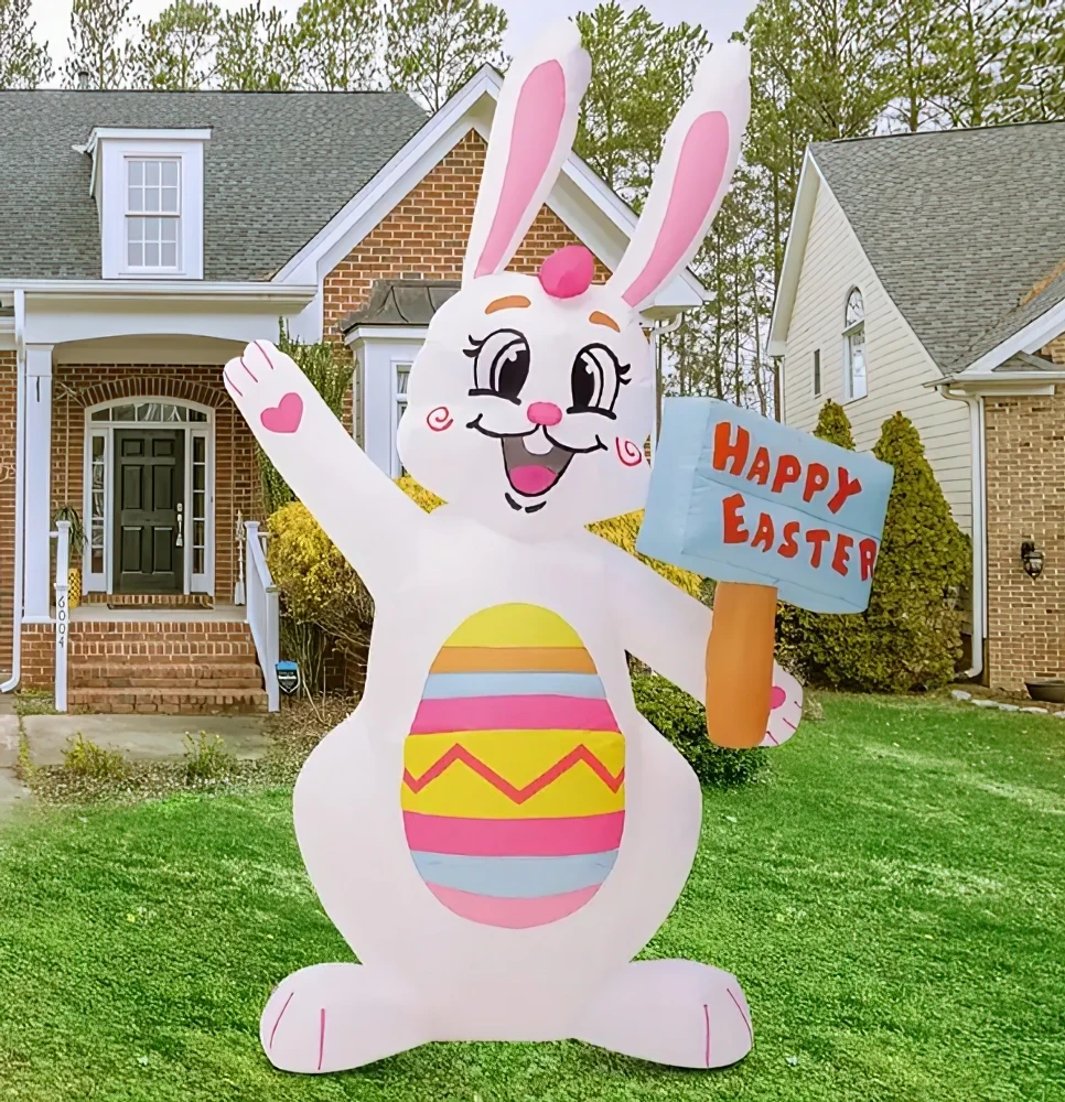 Lapin de pâques gonflable avec lumières LED, joyeuse pâques pour décoration de fête de jardin et de cour