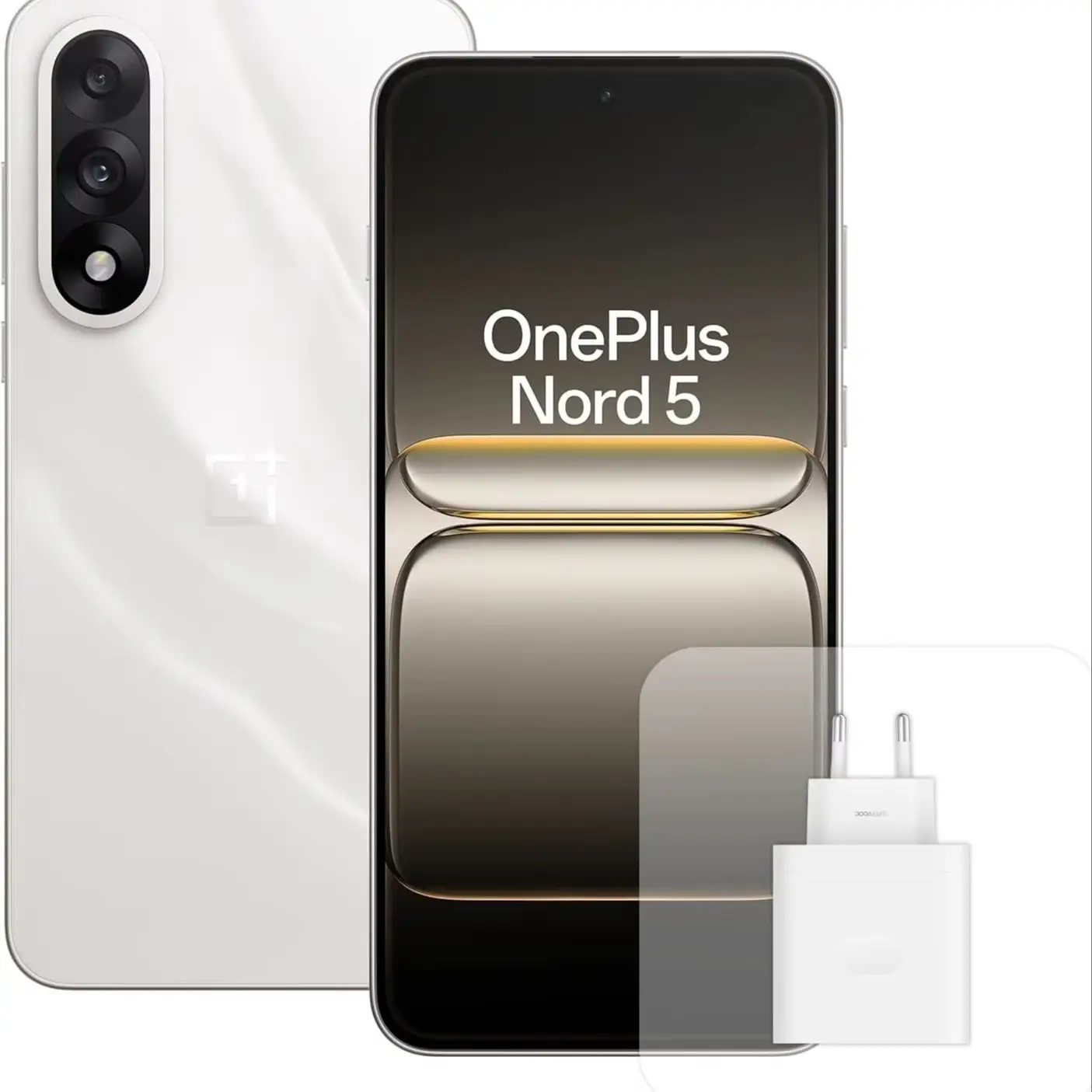OnePlus Nord 5 Smartphone, 6,83 inch AMOLED-scherm, Snapdragon 8s Gen 3, dubbele camera 50 MP, 5200 mAh batterij, met 80W oplader