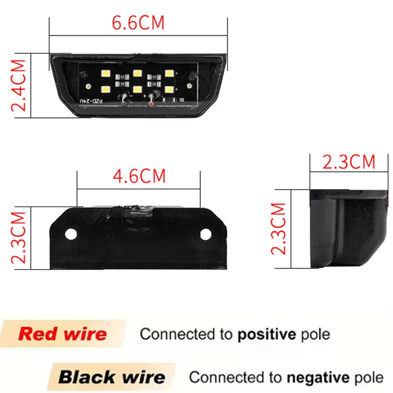2PCS 3W Vehicle License Plate Lamp, 6 LED White Light for Car Truck Trailer Motorcycle, 12V 24V Replacement Side Marker Lights