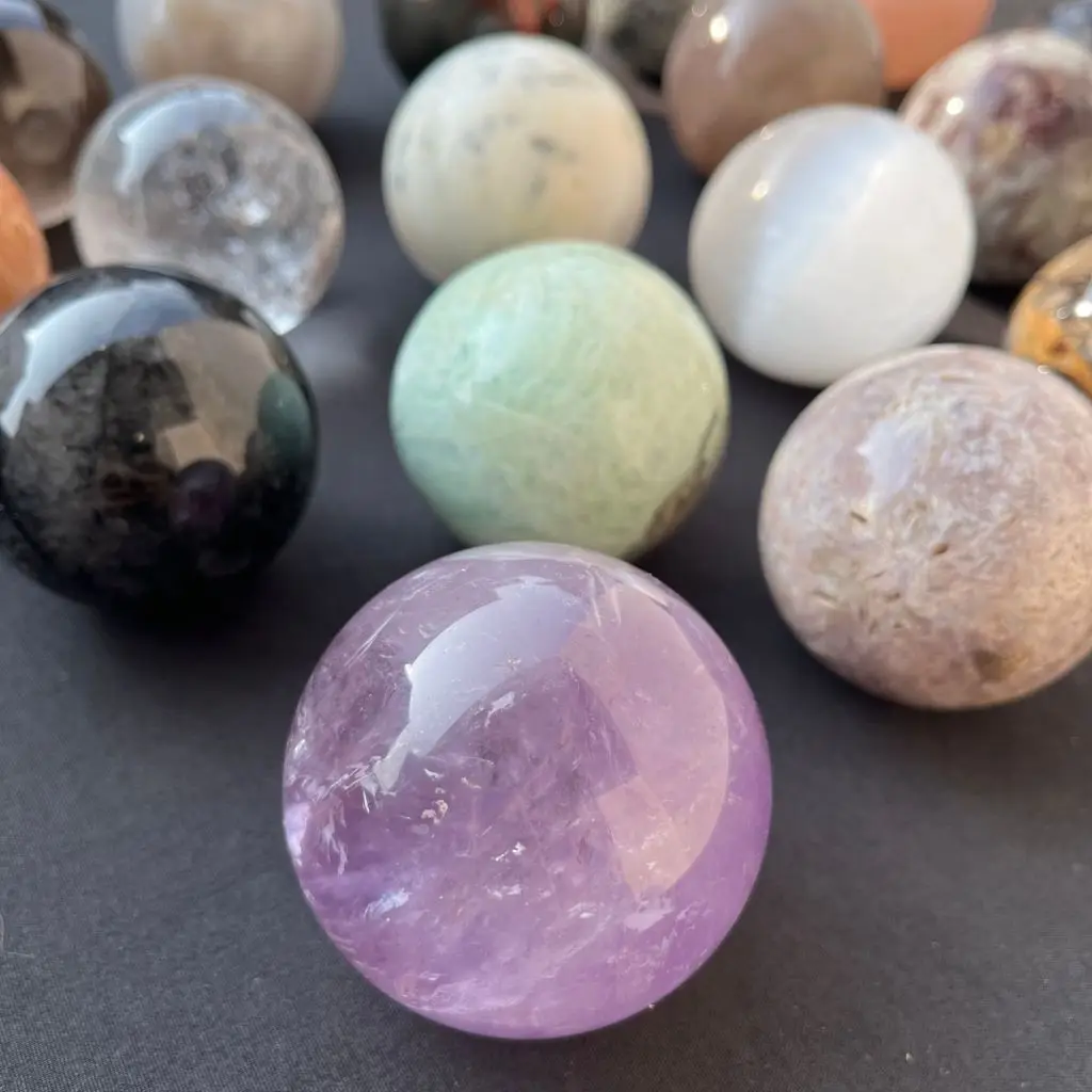 

Natural Crystal Sphere Healing Stone for Meditation Energy and Home Decor Various Types Available