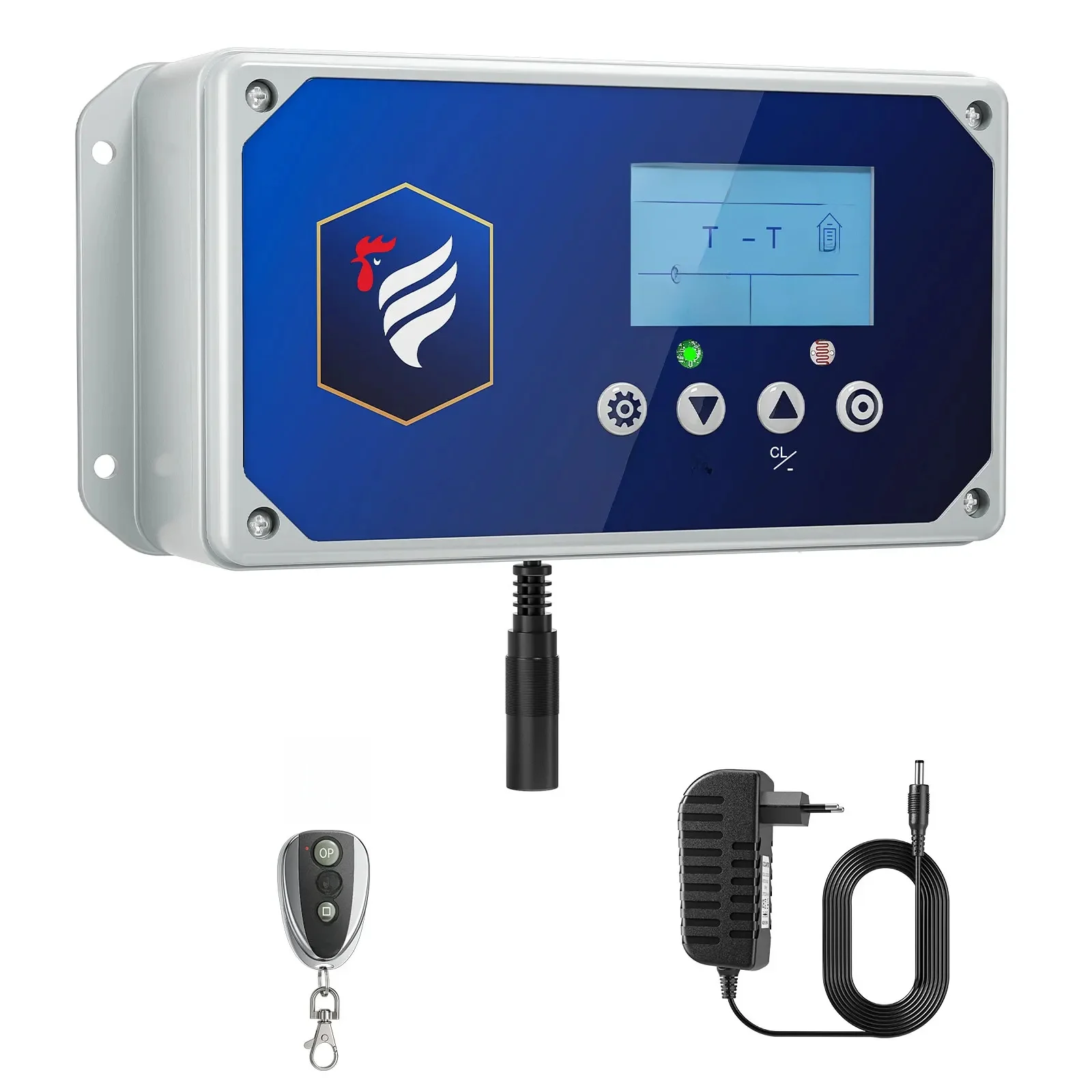 Automatische grote kippendeuropener, 4 bedieningsmodi met lichtsensor, LED-scherm, automatische detectie met batterijhouder - afbeelding 2