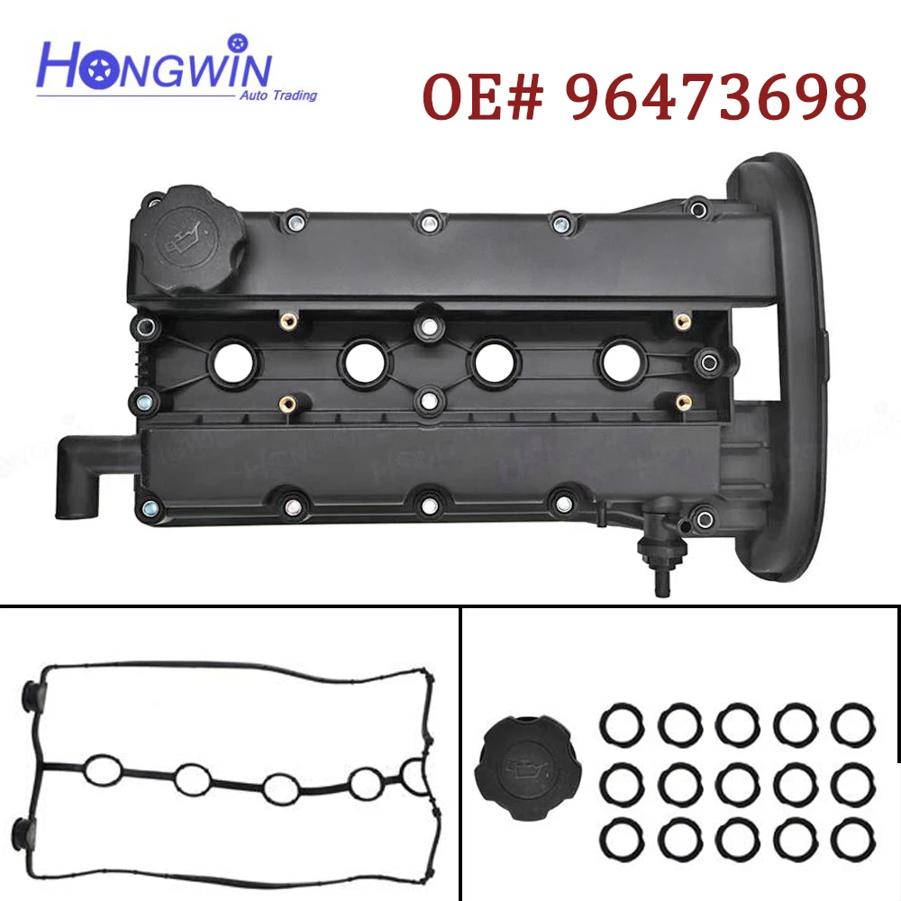 96473698 Engine Valve Cover W/ Gasket & Cap For Chevrolet Aveo L4 1.6L 2004 2005 Buick Excelle Optra Sonic 96415423 96473698