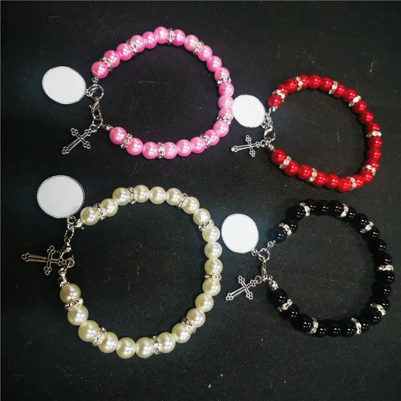 

sublimation blank bead cross bracelets fashion bracelet hot transfer printing jewelry 25pcs/lot