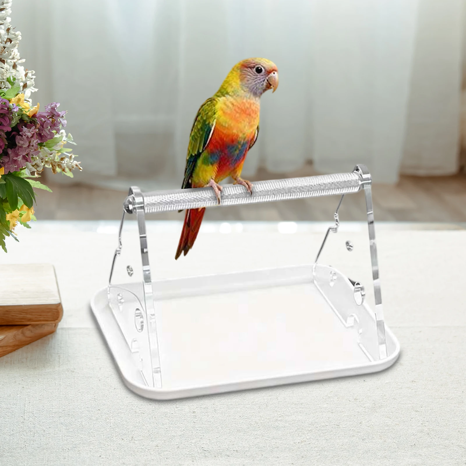 Tabletop Bird Perch Portable Desktop Parrot Training Perch Cage Accessories for Macaw Finch Parakeet Pet Supplies