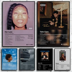 Drake Pop Rap Music Album Cover Poster Aesthetic Rapper Hip Hop Rock Nothing Was The Same Her Loss Canvas Painting Wall Decor