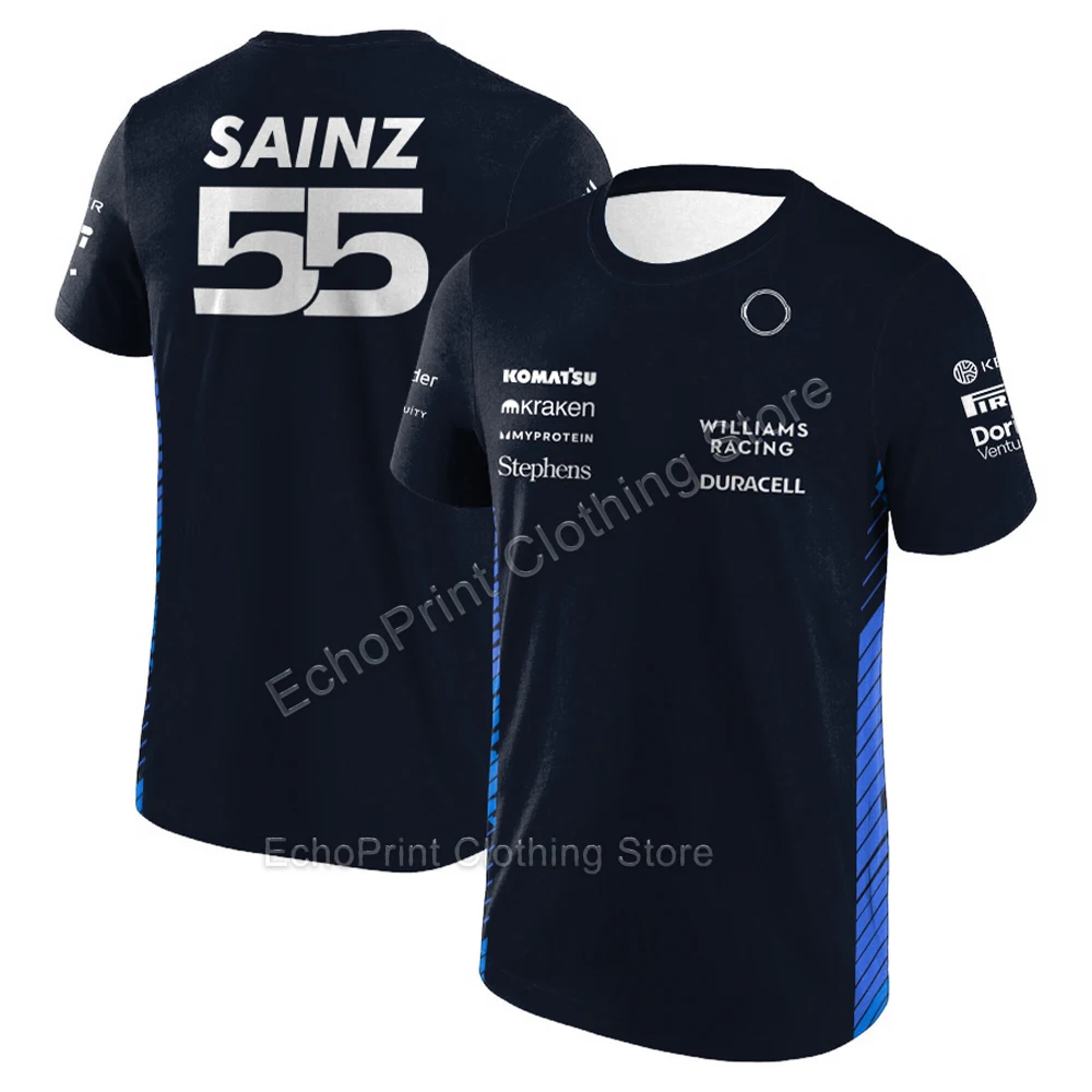Men's Carlos Sainz 55 Driver T-Shirt Alex Albon Racing Short Sleeved Tops Quick Dry Sports Plus Size T-shirt For Williams Fans