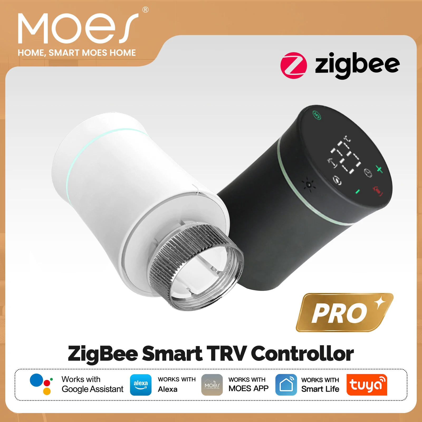 MOES zigbe3.0 TRV nuova valvola attuatore radiatore Tuya termostato programmabile intelligente riscaldatore temperatura Alexa controllo vocale