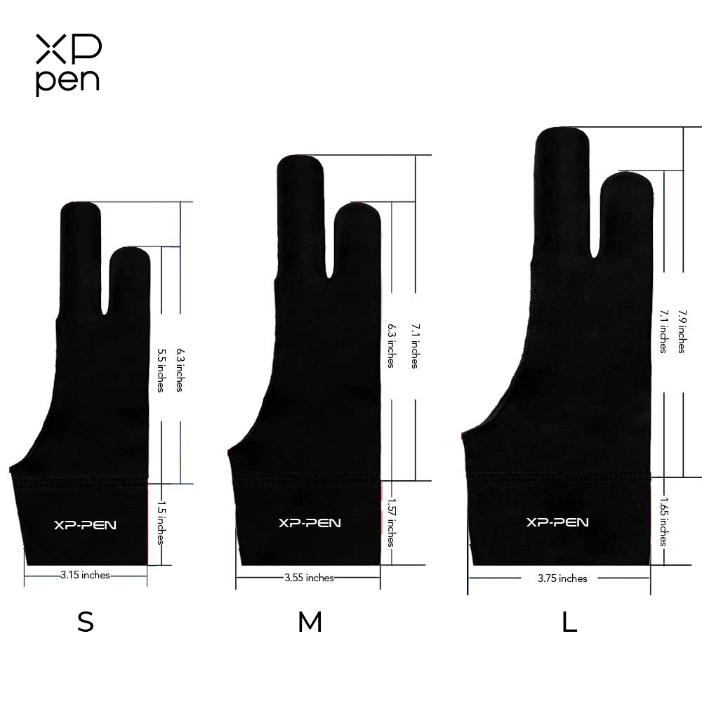 XPPen Two Finger Anti-fouling Glove S M L Three Sizes For Drawing Tablet Drawing Display IPad Screen Board