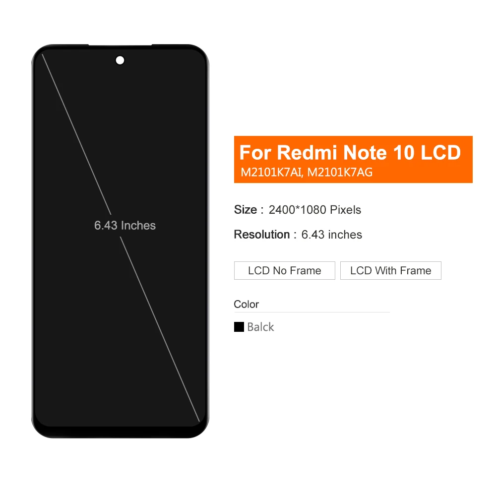 Amoled lcd para xiaomi redmi nota 10 4g display lcd tela de toque digitador assembléia para redmi note10s m2101k7ai m2101k7bg display