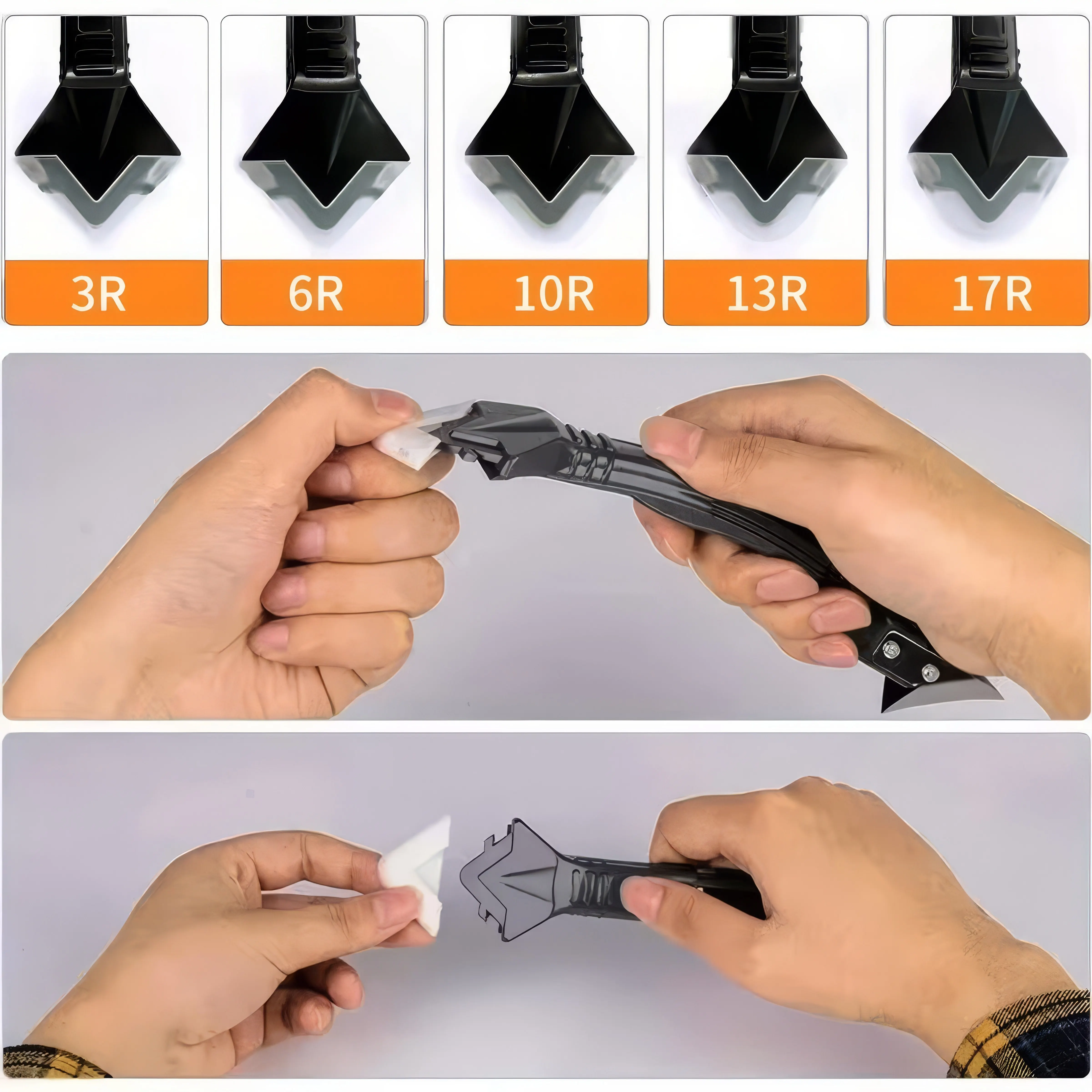 1/2 قطعة خمسة في واحد أداة إزالة مانعة للتسرب، مقبض بلاستيكي أسود، مناسب للختم وإزالة الغراء