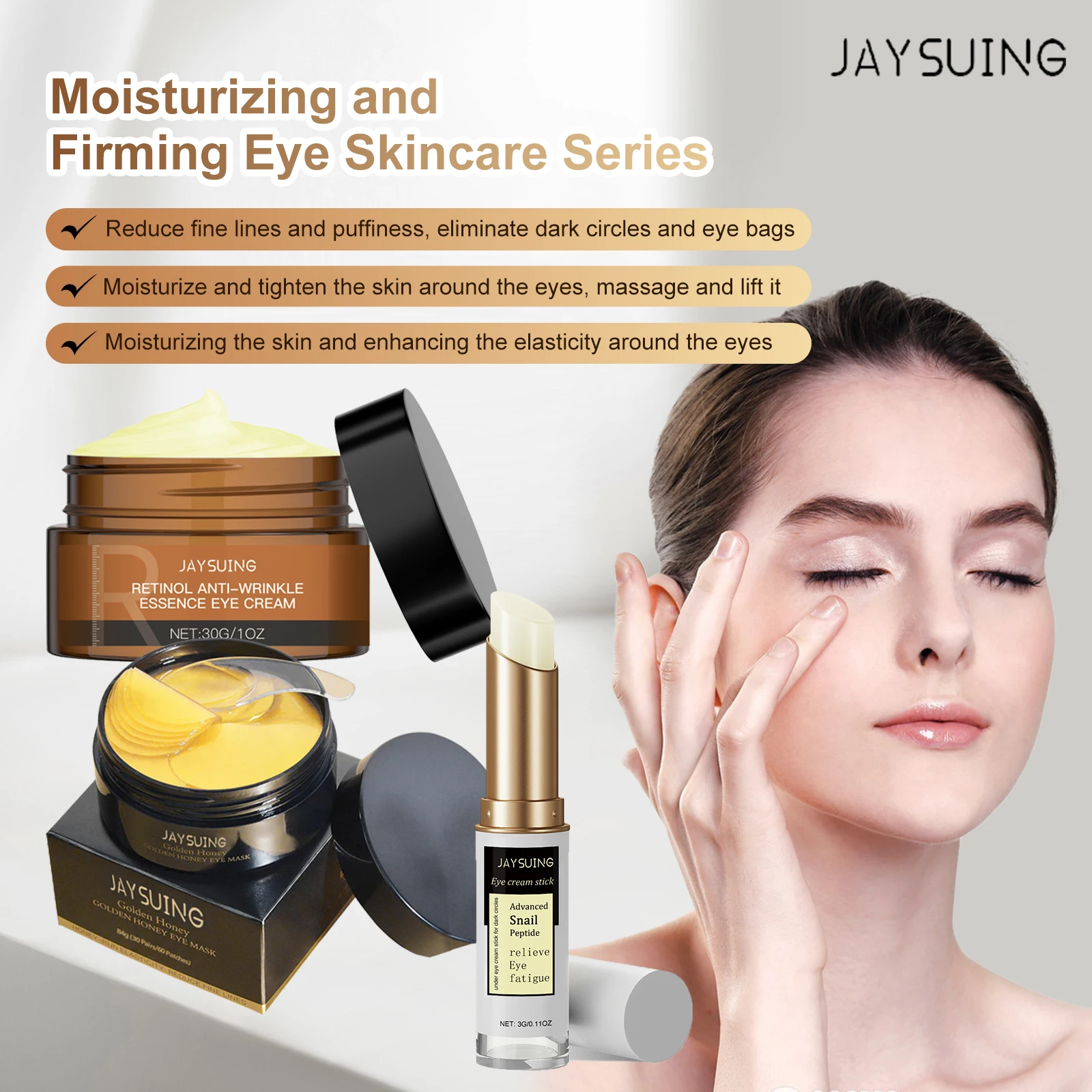 

Golden Snail Eye Mask Eye Balm Stick Relieve Fine Lines Dark Circle Eye Bag Retinol Cream Anti Puffiness Snail Collagen Eye Mask