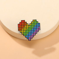 Cute Cartoon Rainbow Love Heart Enamel Brooch Creative Versatile Pixel Wind Lapel Pin Badge Backpack Clothing Hat Accessories