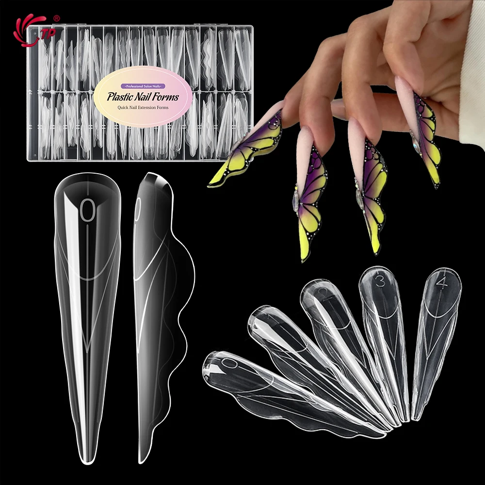 TP New 150pcs/box Nail Dual Forms Butterfly Acrylic Poly Nail Gel Mold Full Cover Nail Extension System Top Forms Manicure Tools