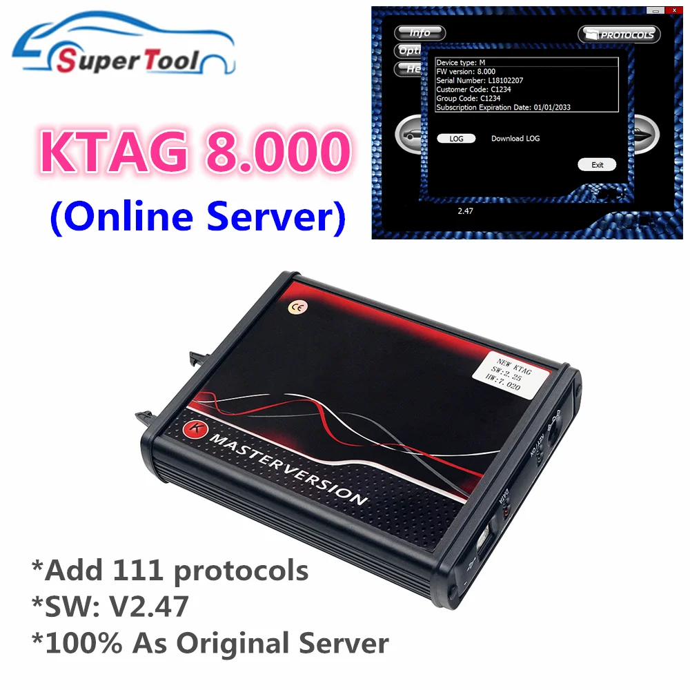 New Online Server KTAG 8.000 Master Added 111 Protocols K-TAG V8.000 Online V2.47 Only RED PCB 4LED ECU Chip Tuning Tool K-tag