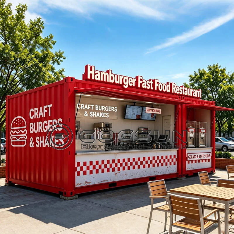 COGSUN Customized Mobile Container Food Kiosk Cafe Shop Bar Outdoor Commercial Luxury Container Kitchen