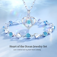 2pcs/set Ocean Heart Bracelet Necklace Jewelry Set