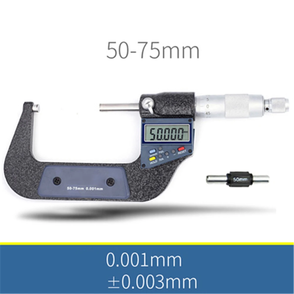 Imagem -03 - Micrômetro Externo Digital Micrômetro Eletrônico Medidor Caliper Carboneto 0.001 mm 025 mm 2550 mm 5075 mm 75100 mm