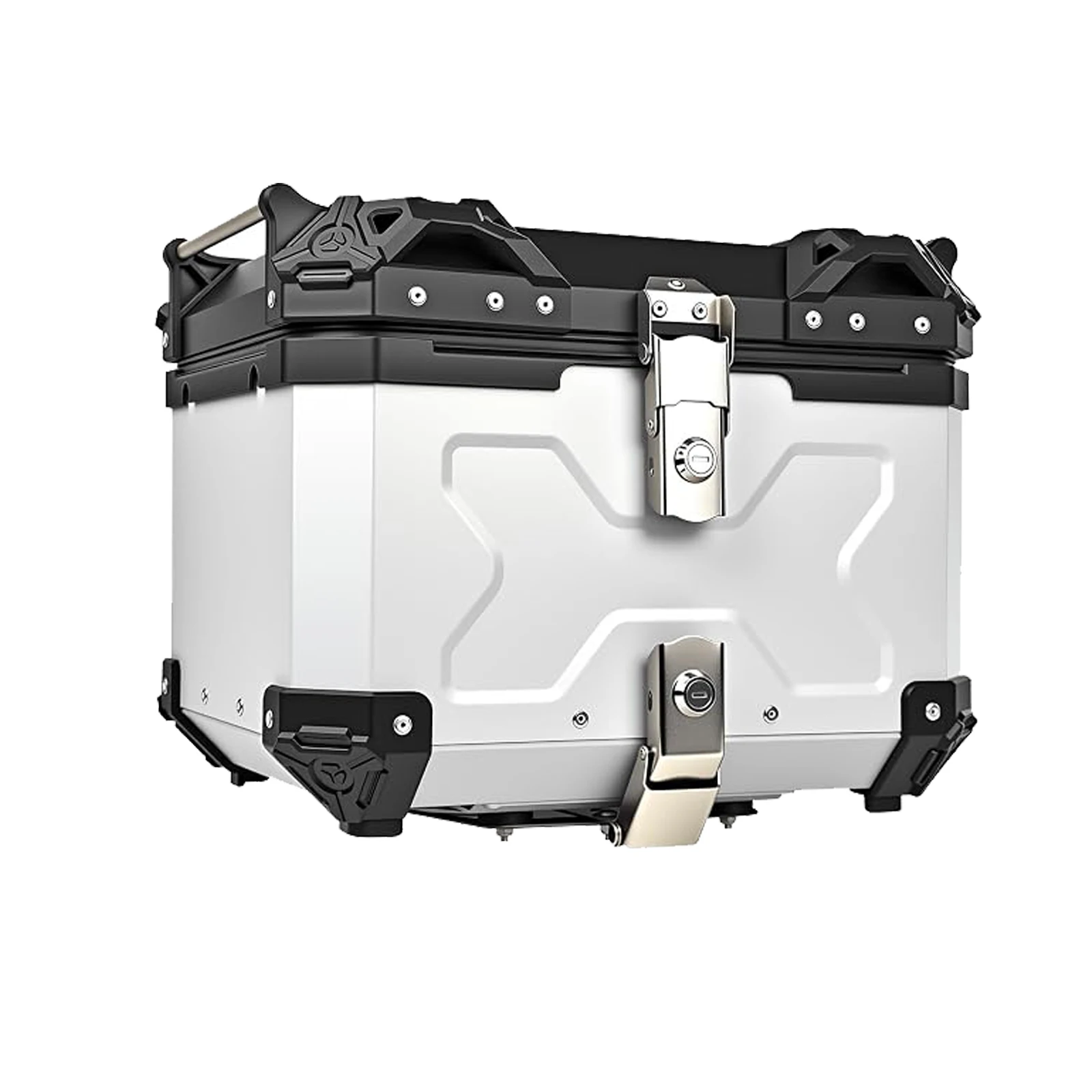 45L Motorradkoffer aus Aluminiumlegierung, mit Schnellverschluss-Bodenplatte, Innenfutter und Rückenlehne