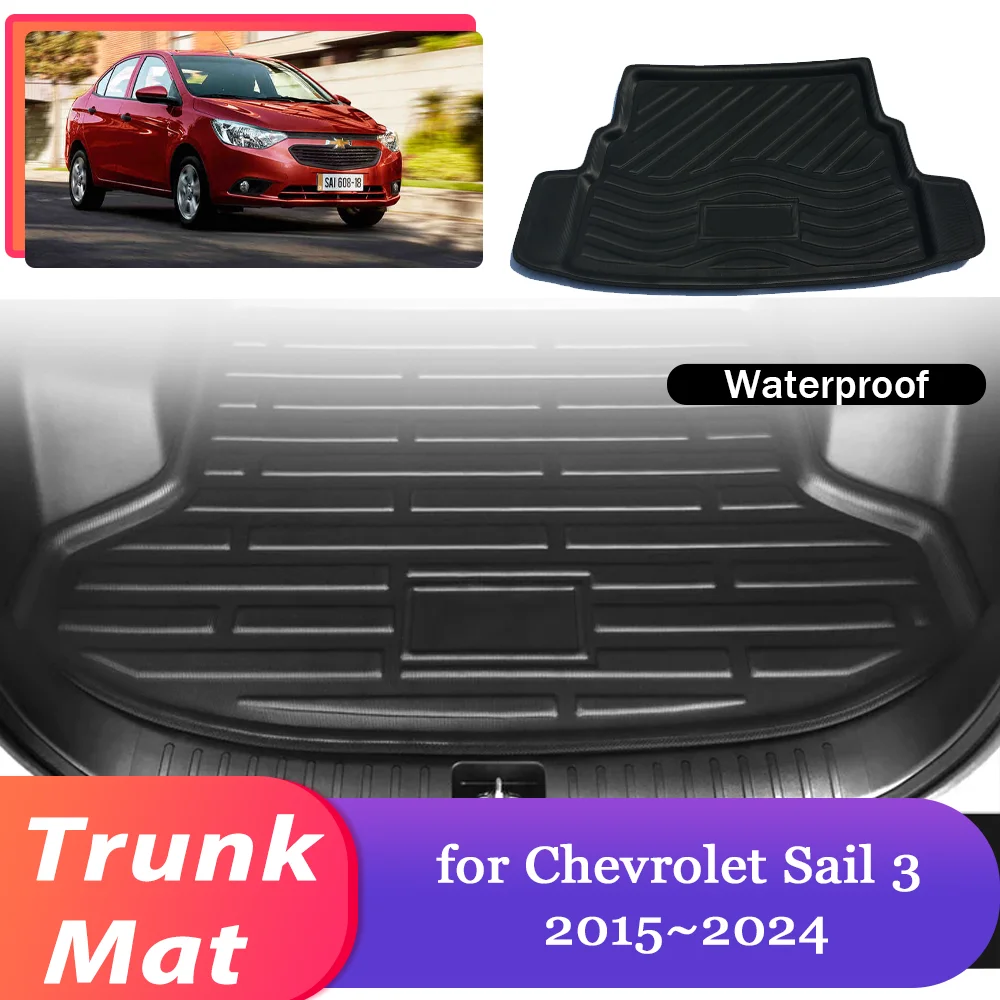 

Коврик в багажник автомобиля для Chevrolet Sail 3 2015 ~ 2024 2016 2017 2018, водонепроницаемый коврик для багажника, коврик для багажника, аксессуары для ковров